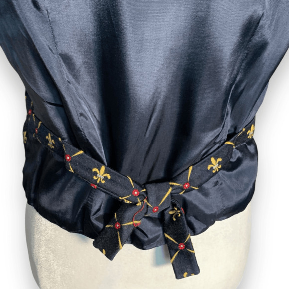 Vintage Lizsport Petite Black Gold Fleur De Lis Embroidered Vest New Small Prep - Picture 6 of 10